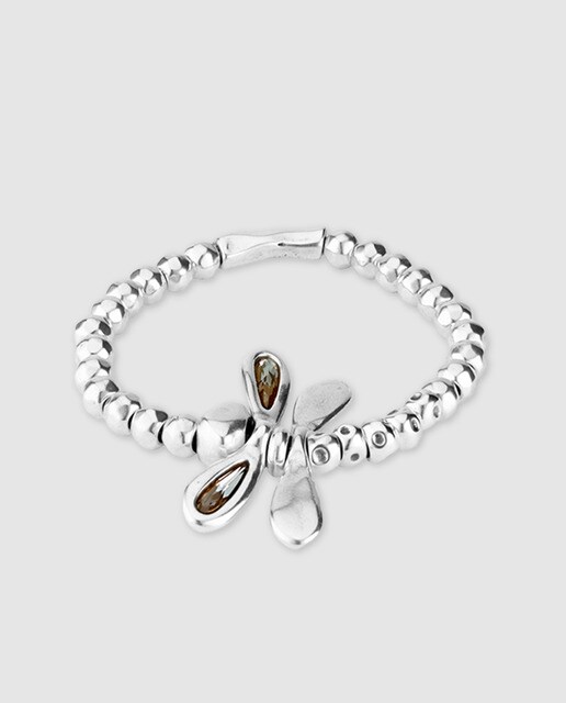 Pulsera Uno de 50 libélula con Swarovski gris