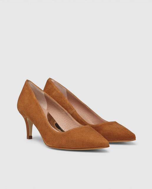 Zapatos de salón de mujer Zendra Basic de piel en color beige