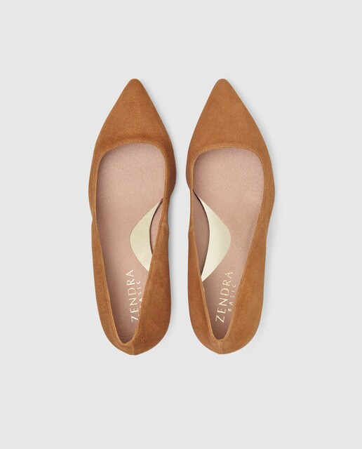 Zapatos de salón de mujer Zendra Basic de piel en color beige
