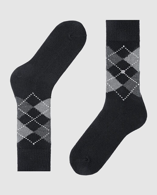 Calcetines de hombre Burlington negros de rombos