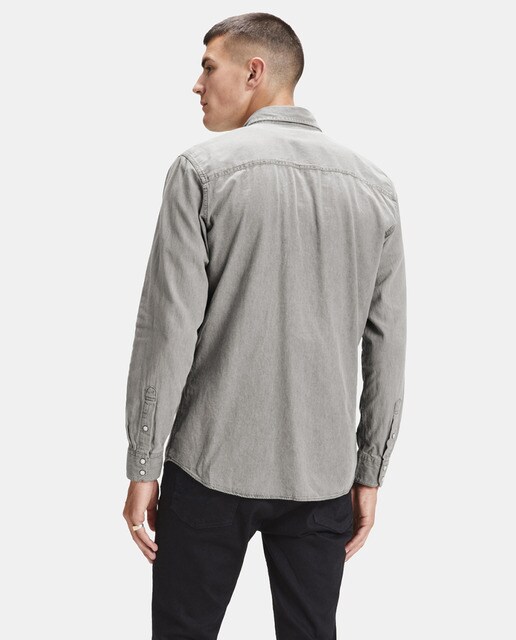 Camisa vaquera de hombre Jack & Jones slim lisa gris