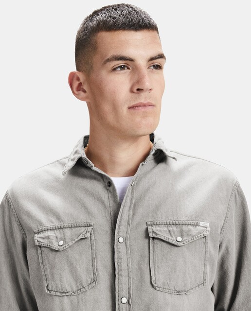 Camisa vaquera de hombre Jack & Jones slim lisa gris
