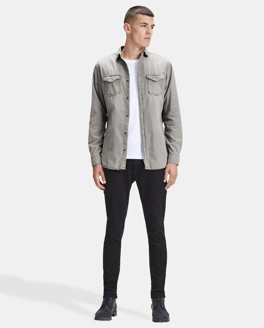 Camisa vaquera de hombre Jack & Jones slim lisa gris