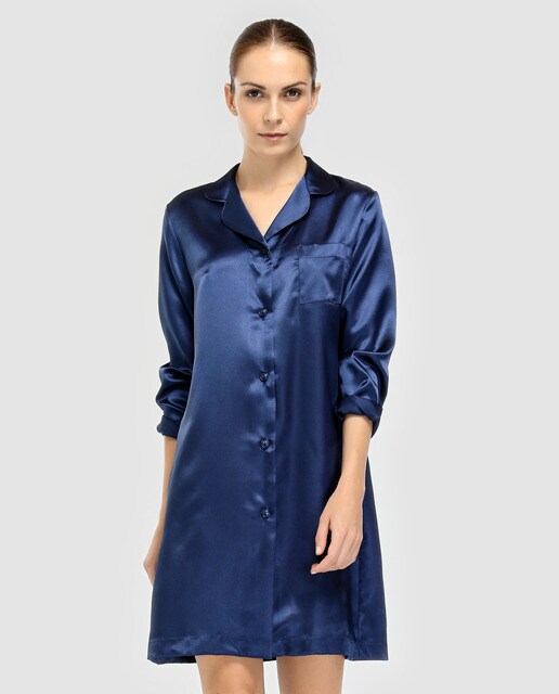 Camisola básica Tejido Soft azul con botones