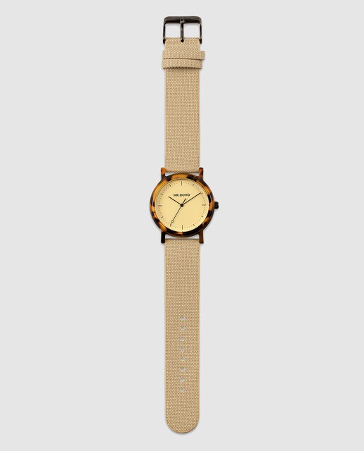 Reloj de mujer Mr. Boho Acetate 50-AC1 textil con piel beige