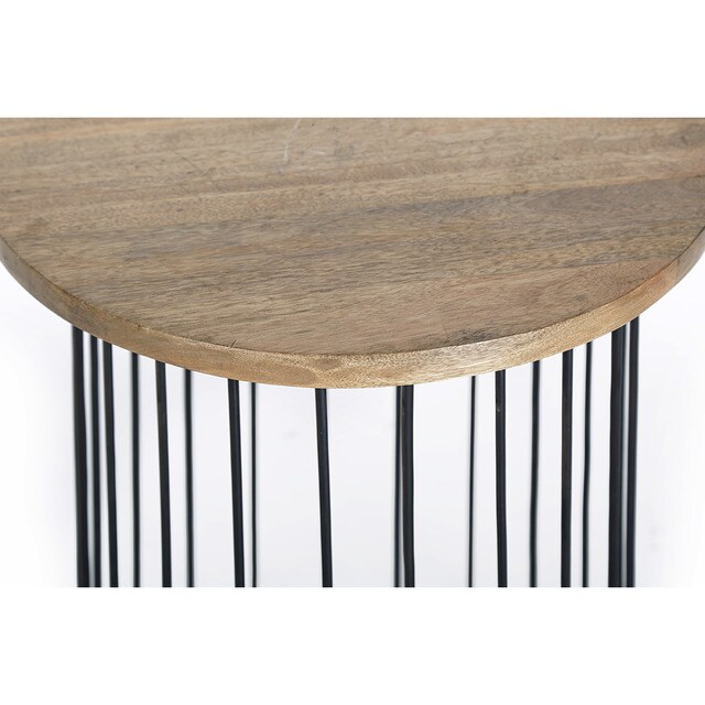 Mesa auxiliar redonda de hierro y madera de mango Ghot El Corte Inglés