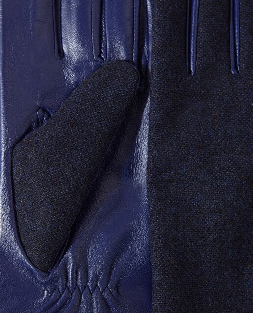 Guantes de mujer Georges Rech combinados de piel y tejido en azul marino