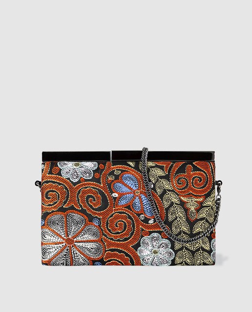 Clutch de fiesta Volum en tejido bordado floral