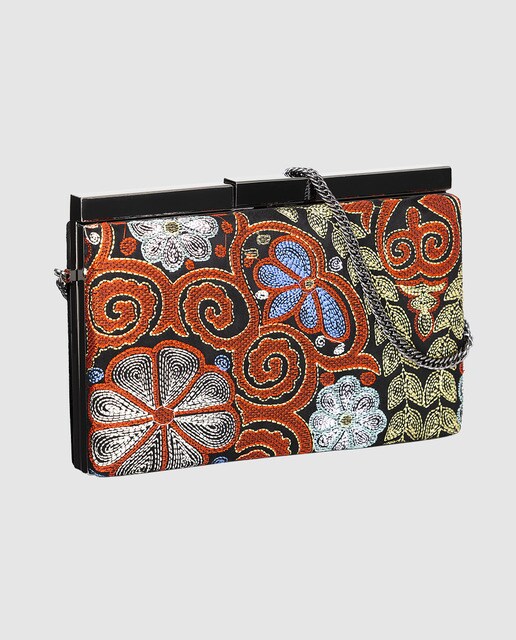 Clutch de fiesta Volum en tejido bordado floral
