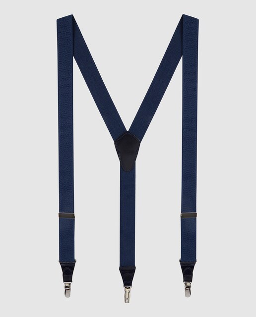 Tirantes elásticos azul marino con estampado microcuadros