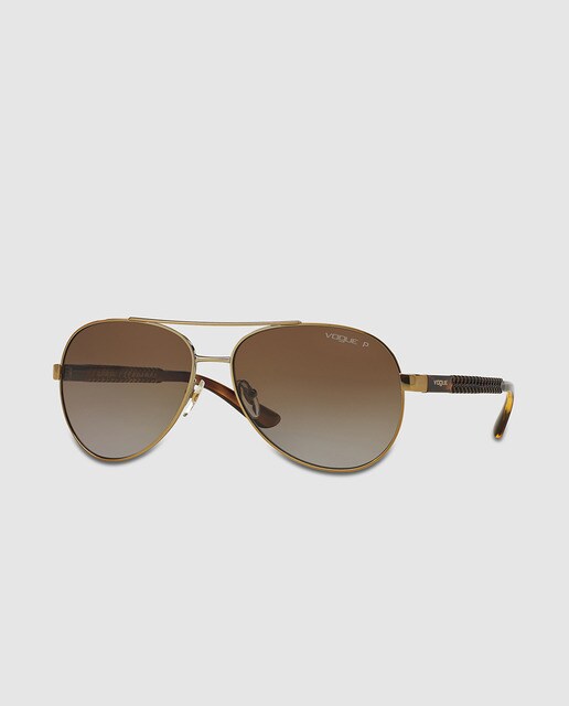 Gafas de sol de mujer Vogue estilo aviador en metal dorado