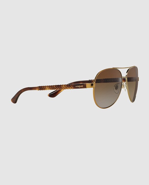 Gafas de sol de mujer Vogue estilo aviador en metal dorado