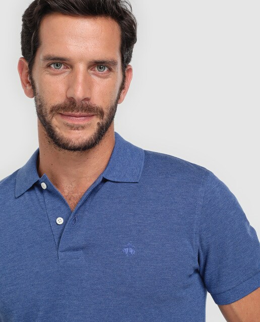 Polo piqué de hombre Brooks Brothers azul de manga corta