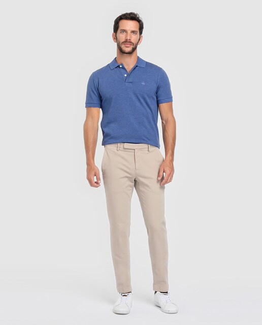 Polo piqué de hombre Brooks Brothers azul de manga corta