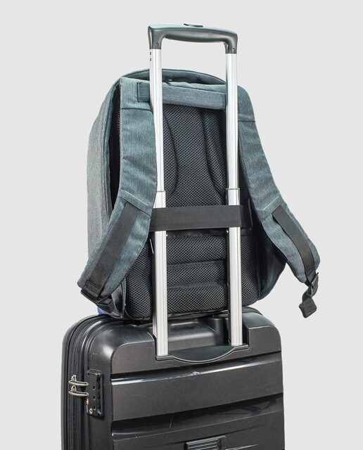 Mochila para el portátil antirrobo unisex XD Design Bobby Compact en azul marino combinada con gris