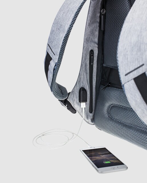 Mochila para el portátil antirrobo unisex XD Design Bobby Compact en azul marino combinada con gris