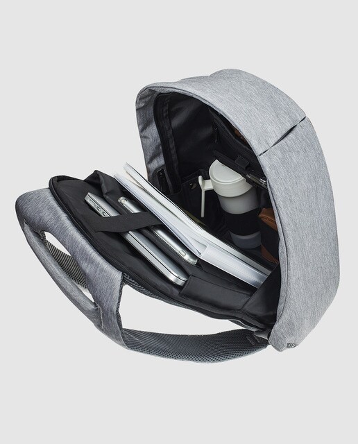 Mochila para el portátil antirrobo unisex XD Design Bobby Compact en verde agua combinada con gris