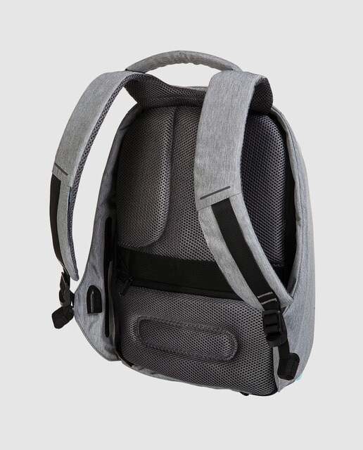 Mochila para el portátil antirrobo unisex XD Design Bobby Compact en verde agua combinada con gris