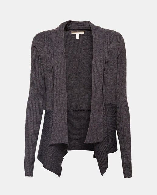 Chaqueta de punto de mujer gris de canalé