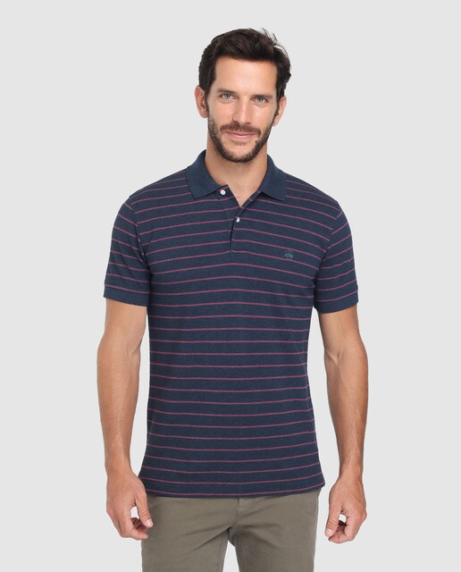 Polo piqué de hombre Brooks Brothers azul de manga corta