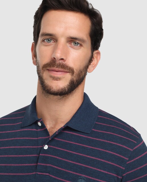 Polo piqué de hombre Brooks Brothers azul de manga corta