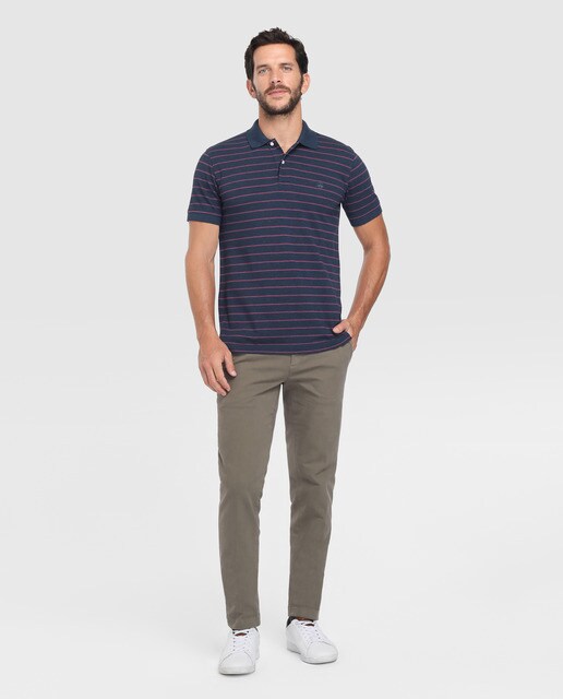 Polo piqué de hombre Brooks Brothers azul de manga corta
