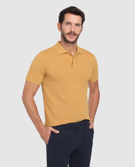 Polo piqué de hombre Brooks Brothers amarillo de manga corta