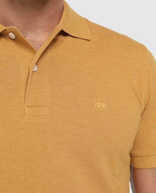Polo piqué de hombre Brooks Brothers amarillo de manga corta