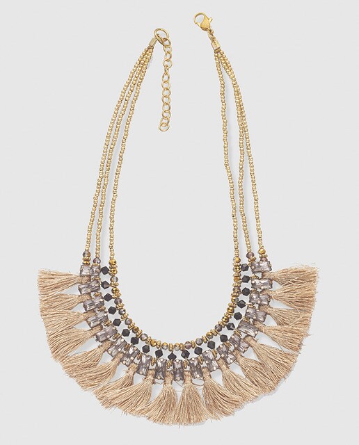 Collar El Corte Inglés de flecos en beige