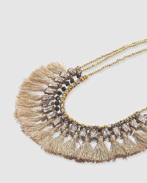 Collar El Corte Inglés de flecos en beige