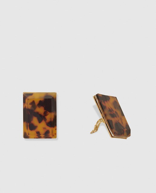 Pendientes de clip El Corte Inglés cuadrados estampados