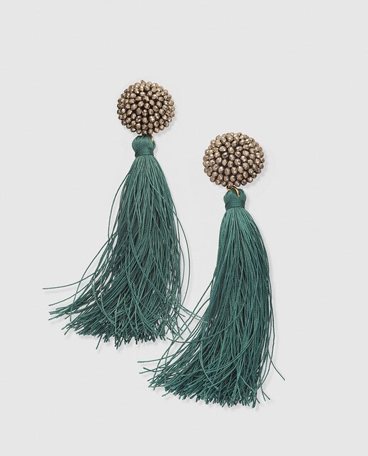 Pendientes El Corte Inglés flecos verde