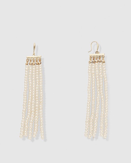 Pendientes largos El Corte Inglés con perlas