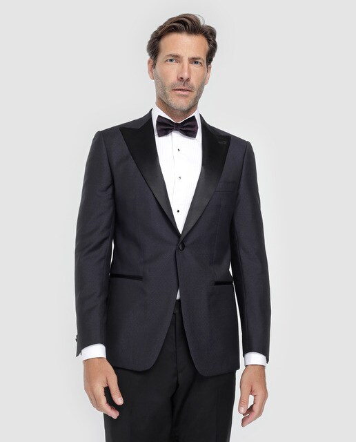 Chaqueta de smoking de hombre Emidio Tucci regular azul microestampada