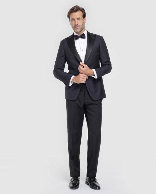 Chaqueta de smoking de hombre Emidio Tucci regular azul microestampada