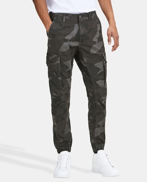 Pantalón cargo de hombre Jack & Jones regular verde camuflaje