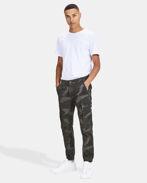 Pantalón cargo de hombre Jack & Jones regular verde camuflaje