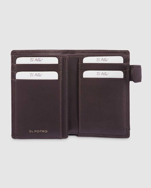 Cartera vertical de hombre El Potro de piel en marrón oscuro