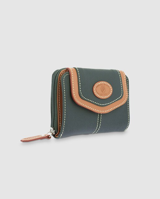Cartera de mujer El Potro en verde con broche y monedero