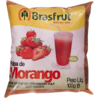 Brasfrut Polpa de Morango Integral Congelada embalagem 100 g