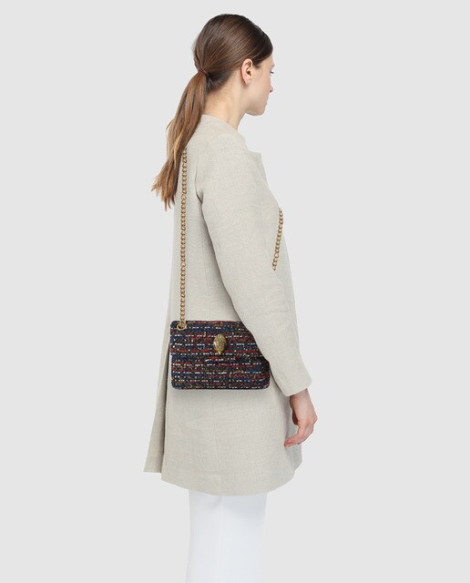 Bandolera mini de mujer Kurt Geiger Kensington de tweed multicolor con lentejuelas