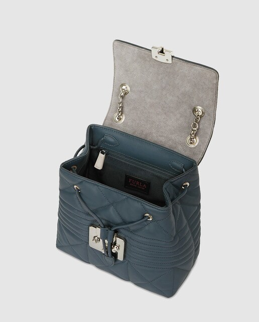 Mochila acolchada de mujer Furla Fortuna de piel en gris