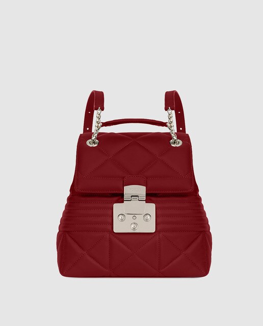 Mochila acolchada de mujer Furla Fortuna de piel en rojo