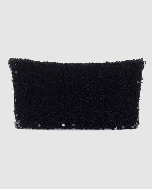 Cartera de mano de fiesta Abbacino de lentejuelas en negro convertible en bandolera