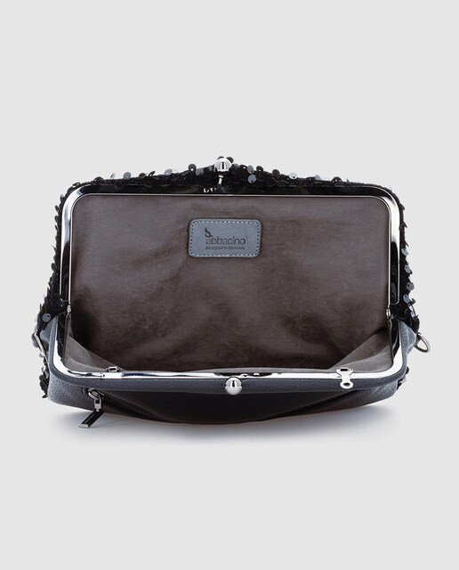 Cartera de mano de fiesta Abbacino de lentejuelas en negro convertible en bandolera