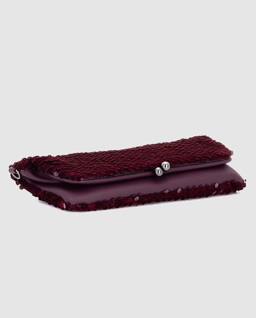 Cartera de mano de fiesta Abbacino de lentejuelas en burdeos convertible en bandolera