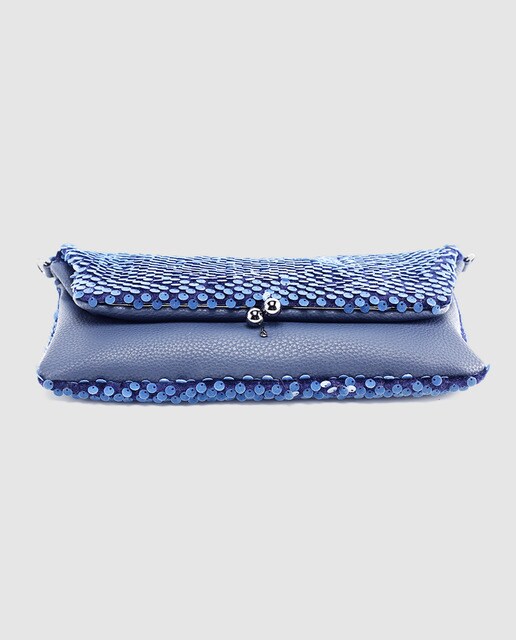 Cartera de mano de fiesta Abbacino de lentejuelas en azul marino convertible en bandolera