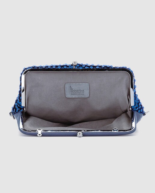 Cartera de mano de fiesta Abbacino de lentejuelas en azul marino convertible en bandolera