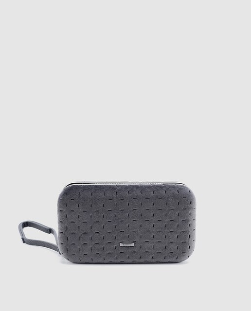 Clutch de fiesta Abbacino de terciopelo en gris con cremallera