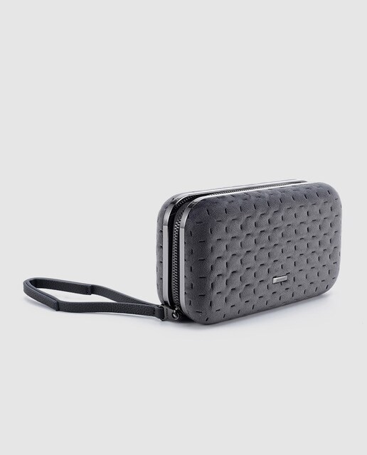 Clutch de fiesta Abbacino de terciopelo en gris con cremallera